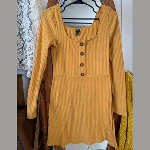 Quarter Length Golden Yellow Knit Dress